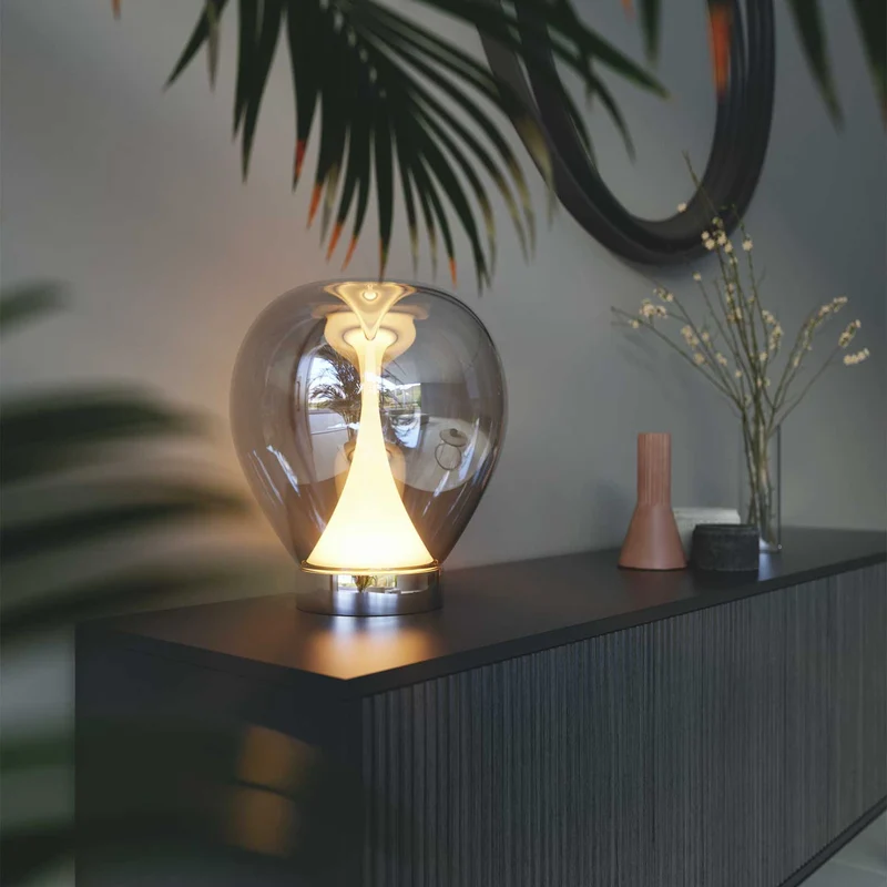 Bond - Lampe à poser en verre sablé, style contemporain