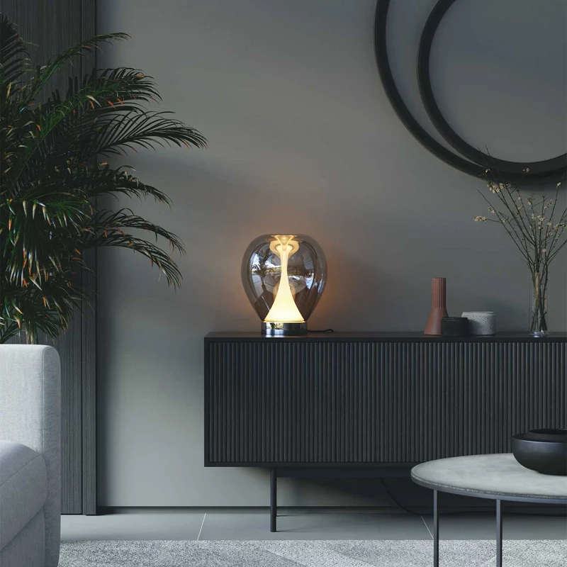 Bond - Lampe à poser en verre sablé, style contemporain