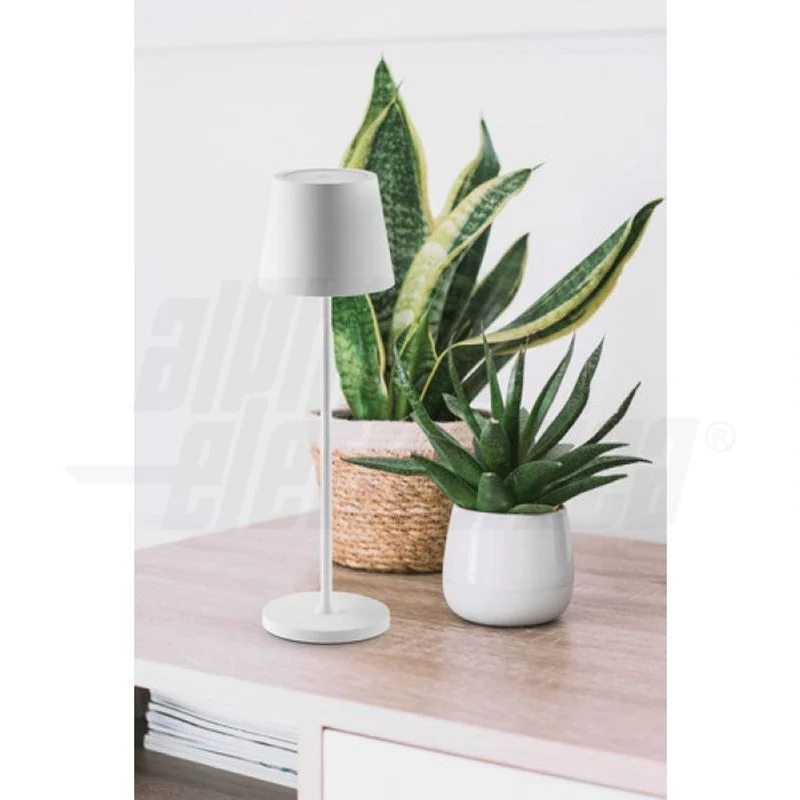 ALPHA JO386B - Lampada LED ricaricabile da tavolo - bianca