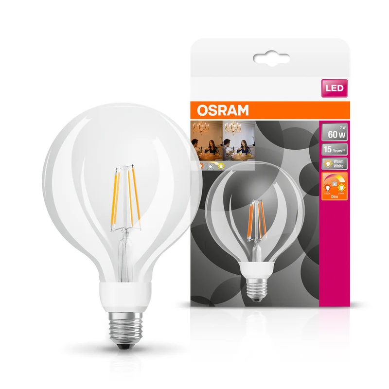 OSRAM LED Lampada LED SUPERSTAR CLASSIC GLOBE GLOWdim 7W 822…827 E27, 806 lm, 2200…2700 K, Bianco Caldo Regolabile