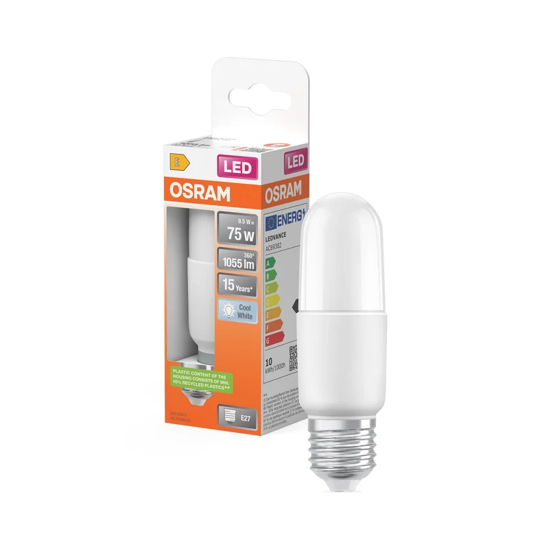 OSRAM LED Lampada LED STAR STICK 9.5W 840 Satinata E27, 1055 lm, 4000 K, Bianco Freddo
