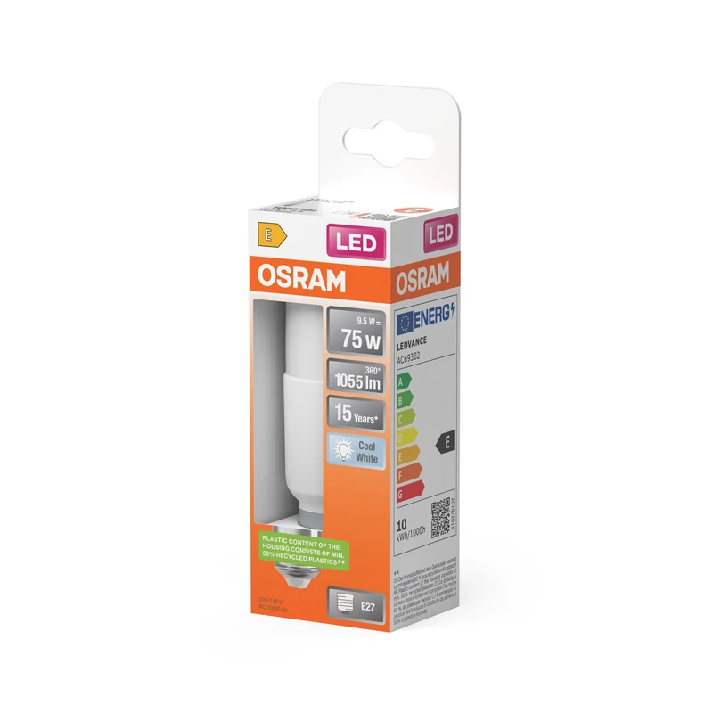 OSRAM LED Lampada LED STAR STICK 9.5W 840 Satinata E27, 1055 lm, 4000 K, Bianco Freddo