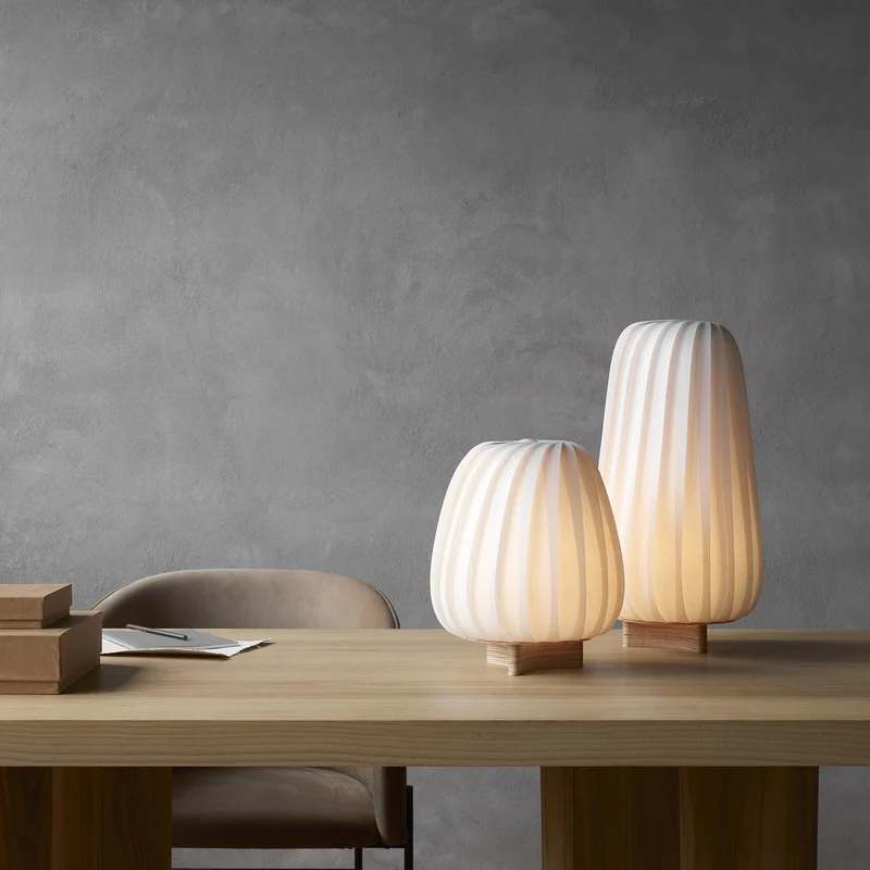 ST906 - Lampe à poser en bouleau ou papier, style japandi