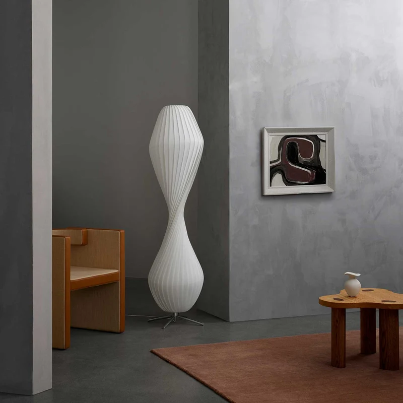 TR32 - Lampadaire en papier artisanal, style scandinave