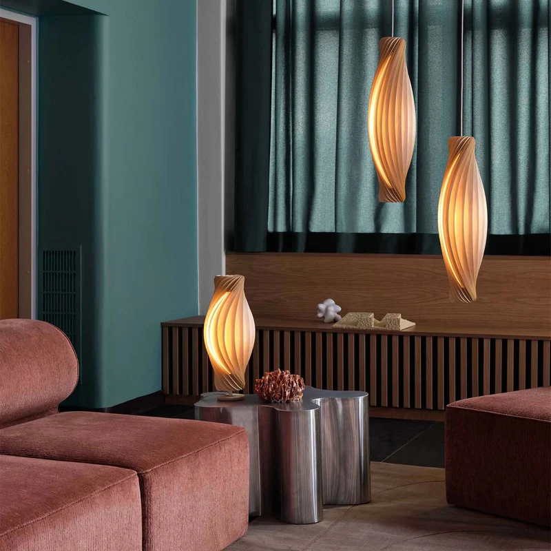 No.111 - Lampe à poser en bois de bouleau, style japandi