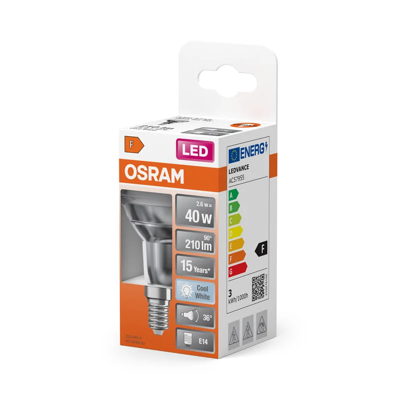 OSRAM LED Lampada LED STAR R50 2.6W 840 E14, 210 lm, 4000 K, Bianco Freddo