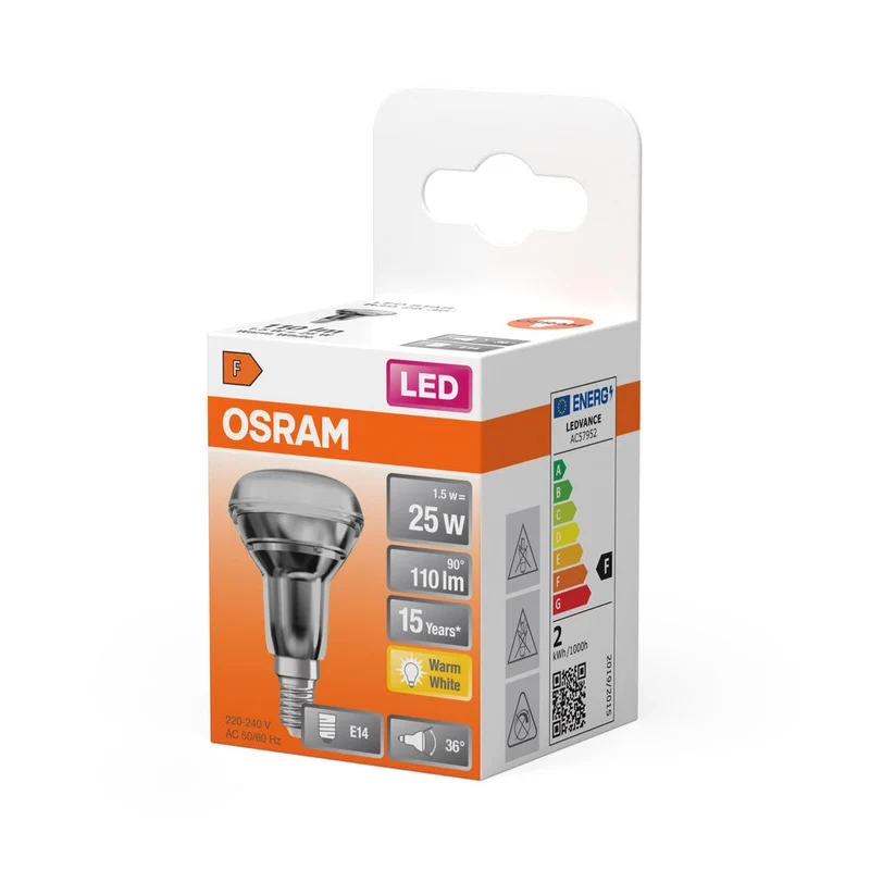 OSRAM LED Lampada LED STAR R39 1.5W 827 E14, 110 lm, 2700 K, Bianco caldo