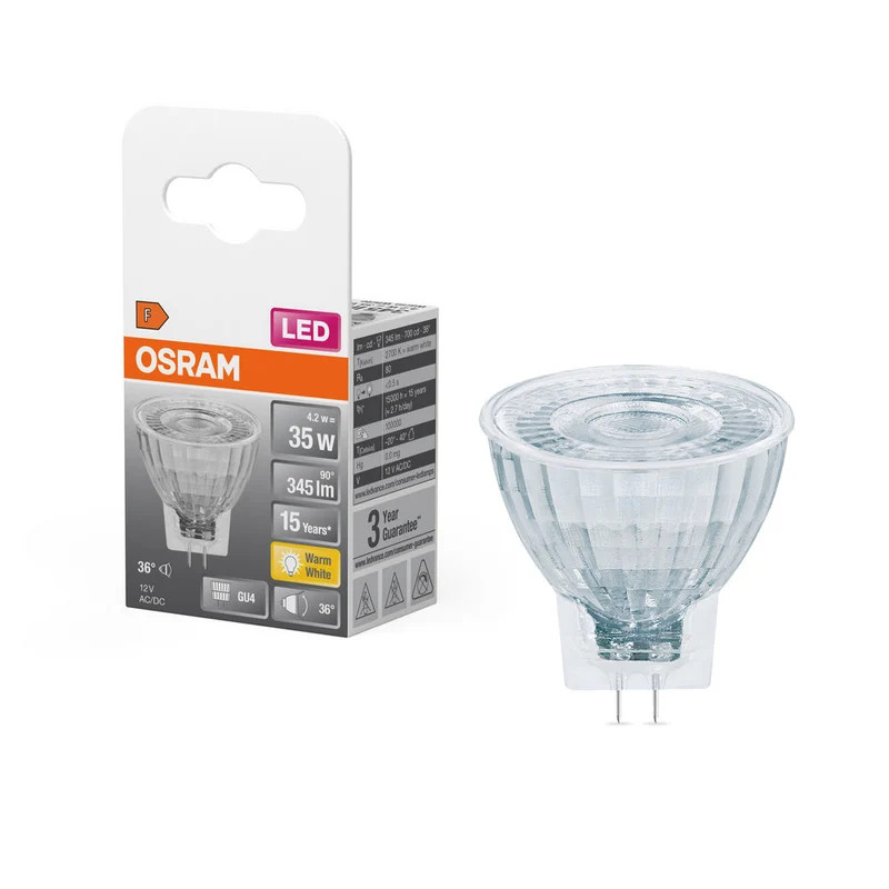 OSRAM LED Riflettore Lampada LED STAR MR11 12 V 4.2W 827 GU4, 345 lm, 2700 K, Bianco Caldo