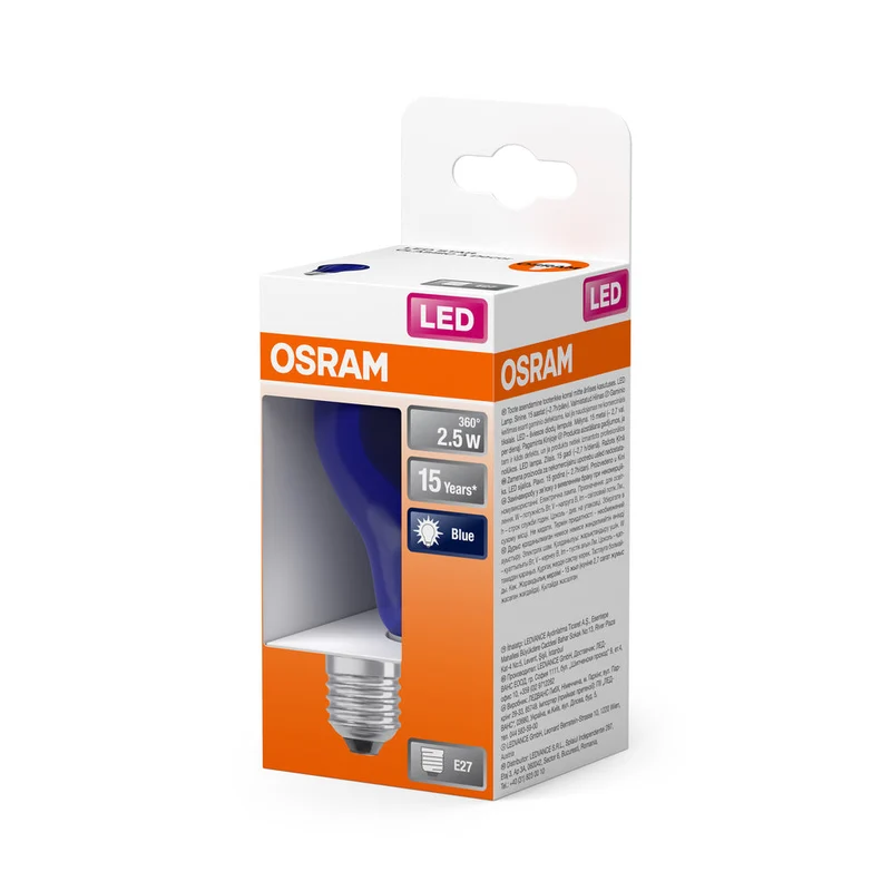 OSRAM LED Lampada LED STAR DÉCOR CLASSIC A 2.5W 190 Blu E27, 10 lm, 9000 K, Blu