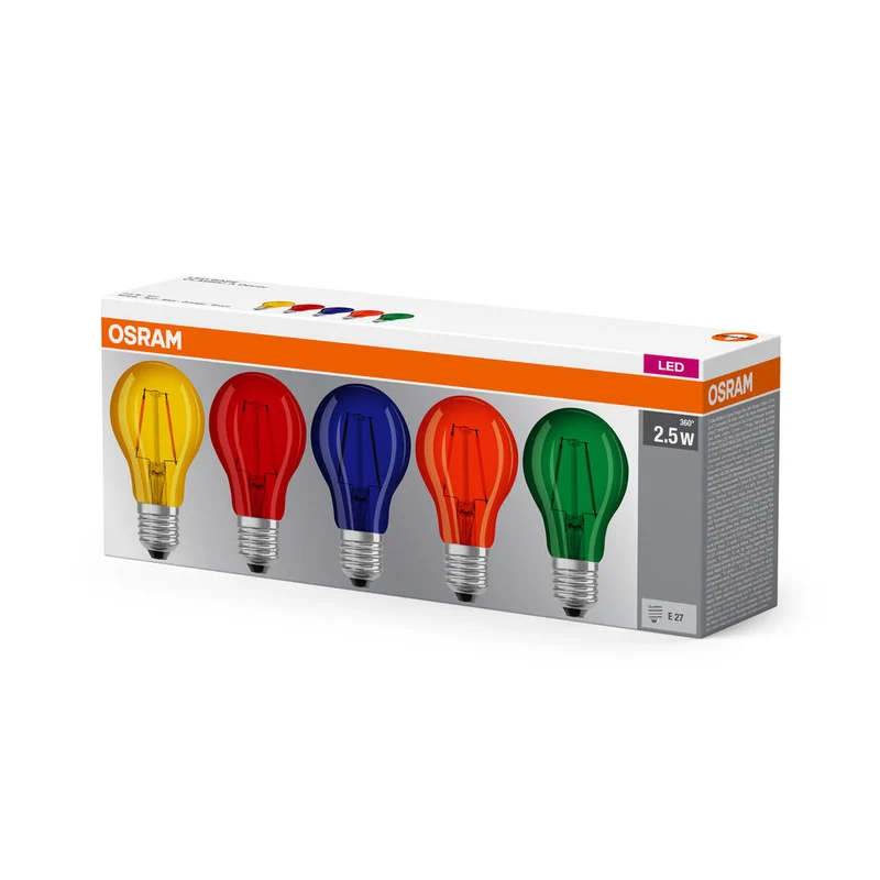 OSRAM LED Lampada LED STAR DÉCOR CLASSIC A 2.5W 827 E27, Bianco Freddo 5 pezzi, colori vari