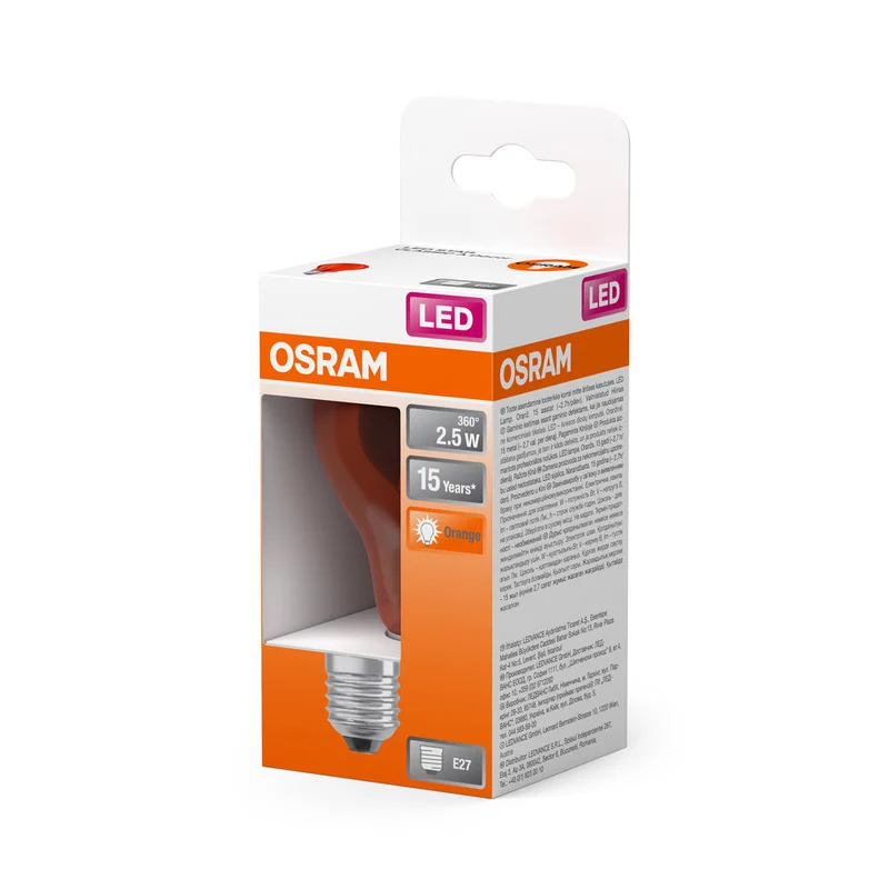 OSRAM LED Lampada LED STAR DÉCOR CLASSIC A 2.5W 515 Arancione E27, 160 lm, 1500 K, Arancione