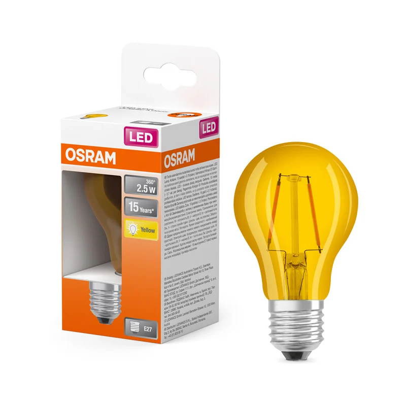 OSRAM LED Lampada LED STAR DÉCOR CLASSIC A 2.5W 622 Giallo E27, 235 lm, 2200 K, Giallo