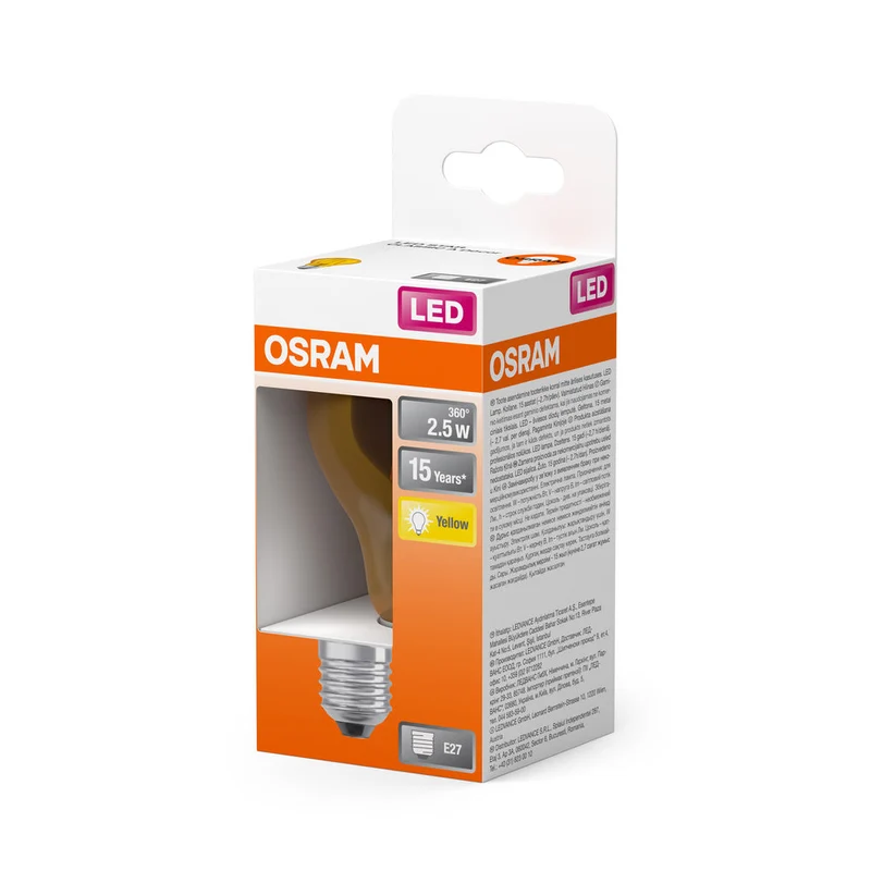 OSRAM LED Lampada LED STAR DÉCOR CLASSIC A 2.5W 622 Giallo E27, 235 lm, 2200 K, Giallo