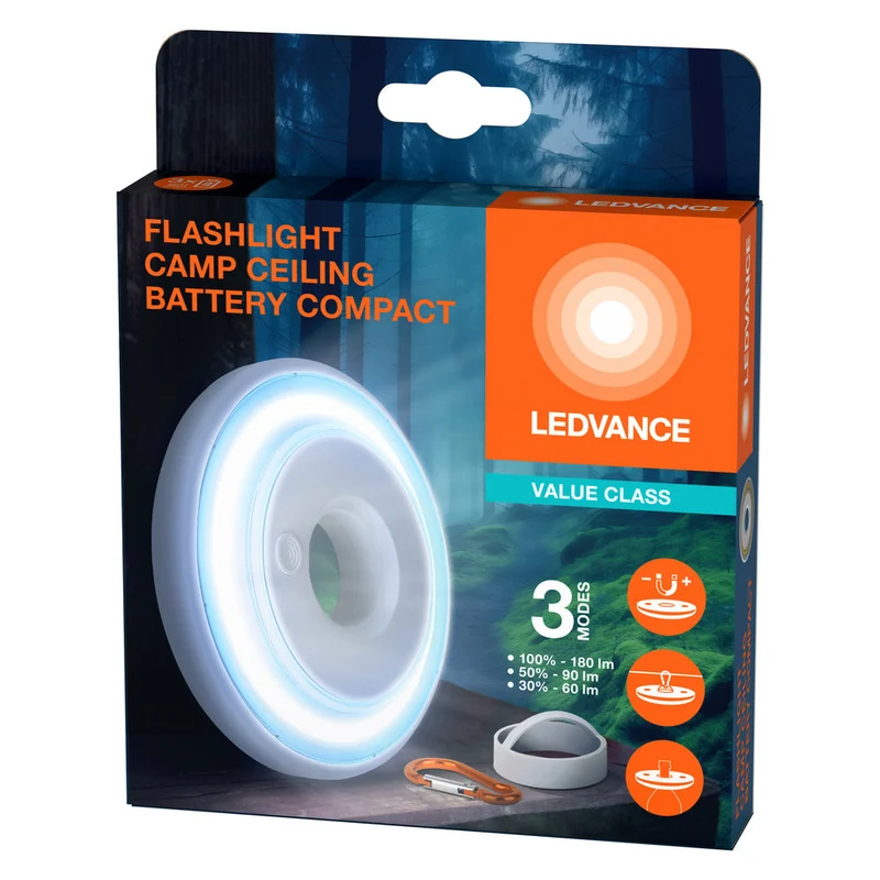 LEDVANCE TORCIA Lampada da campeggio, lampada mobile Compact, 180 lm, 6500 K, Bianco freddo