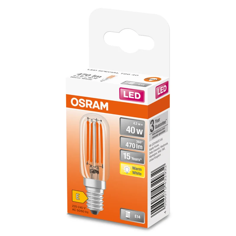 OSRAM LED Lampada LED SPECIAL T26 4.2W 827 Chiara E14, 470 lm, 2700 K, Bianco caldo