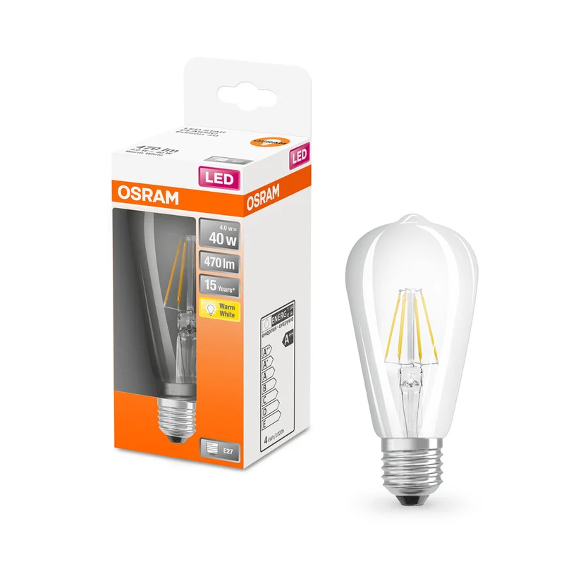 OSRAM LED Lampada LED Retrofit CLASSIC ST 4W 827 Chiara E27, 470 lm, 2700 K, Bianco caldo