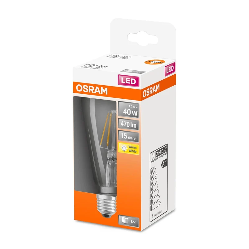 OSRAM LED Lampada LED Retrofit CLASSIC ST 4W 827 Chiara E27, 470 lm, 2700 K, Bianco caldo