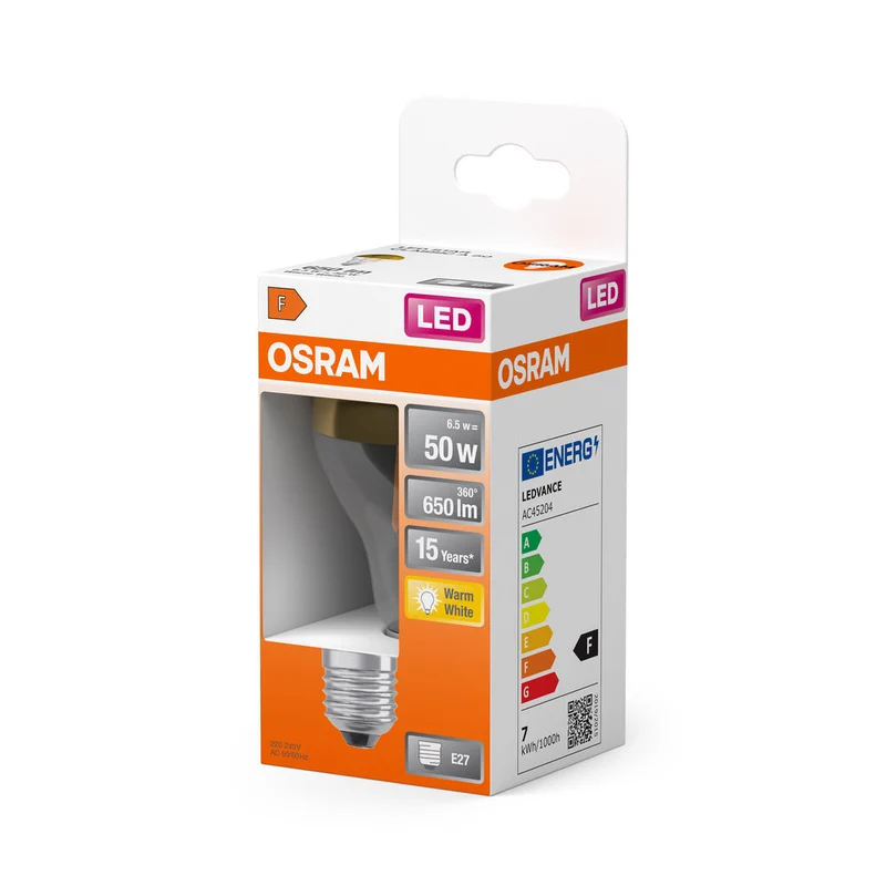 OSRAM LED Lampada LED Retrofit CLASSIC A Mirror 6.5W 827 Chiara E27, 650 lm, 2700 K, Warmweiß