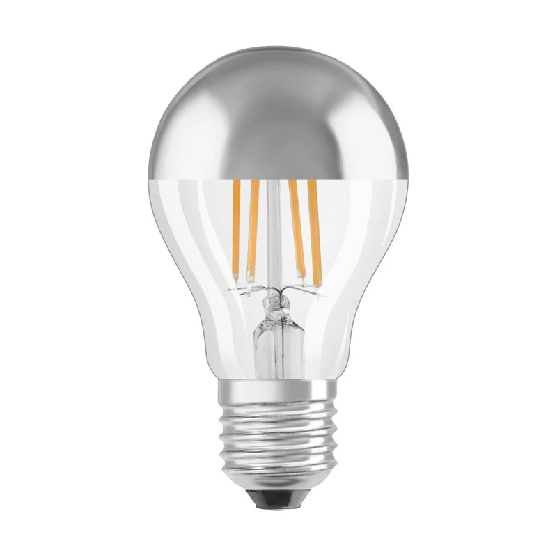 OSRAM LED Lampada LED Retrofit CLASSIC A Mirror 4W 827 Chiara E27 Argento, 400 lm, 2700 K, Warmweiß