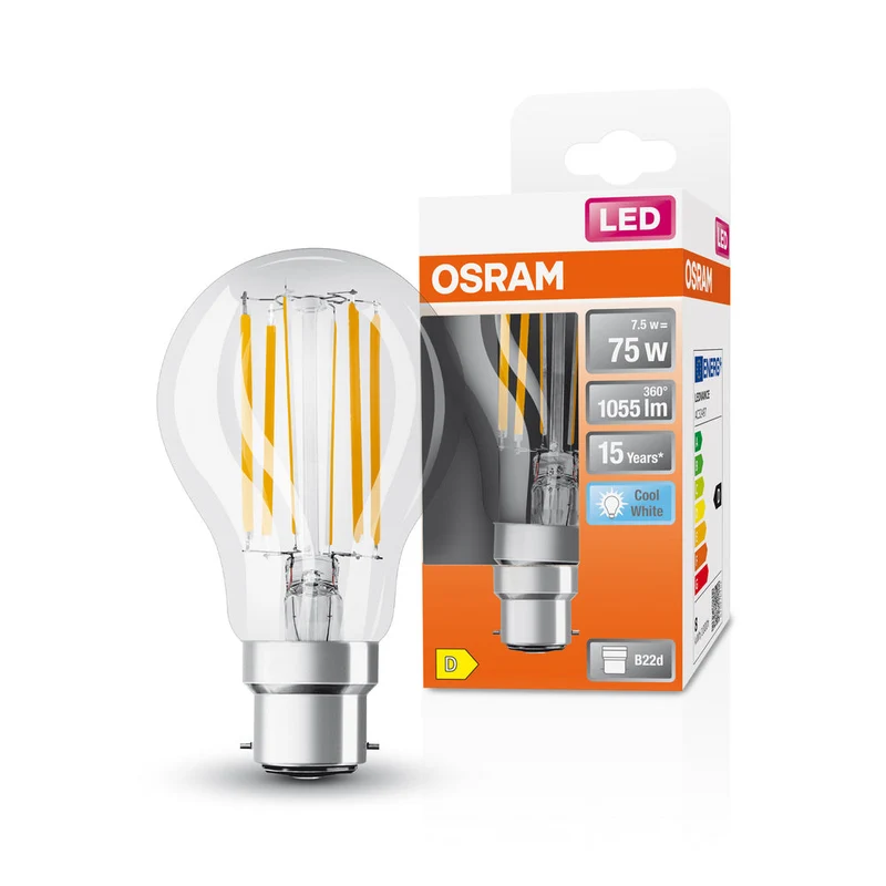 OSRAM LED Lampada LED Retrofit CLASSIC A 7.5W 840 Chiara B22d, 1055 lm, 4000 K, Bianco Freddo
