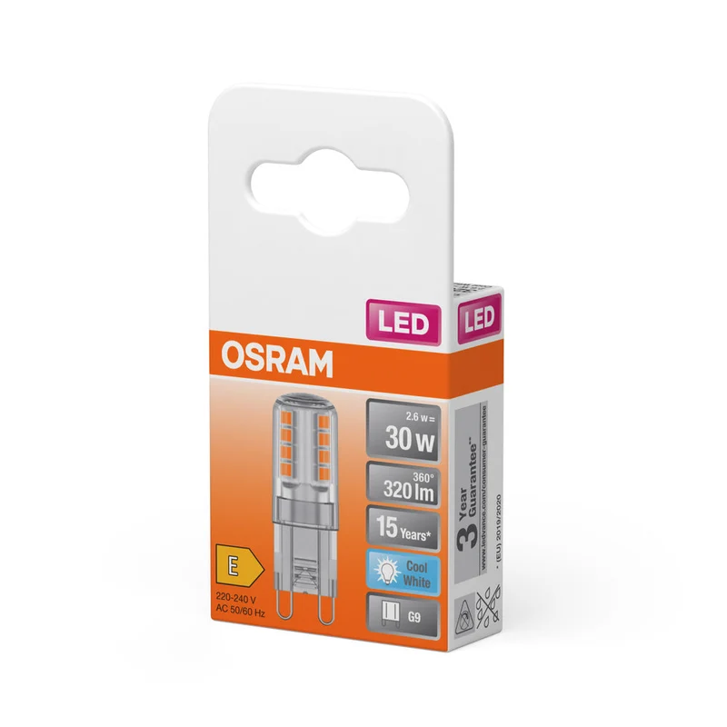 OSRAM LED Stiftsockellampe PIN G9 2.6W 840 Clear G9, 320 lm, 4000 K, Bianco Freddo