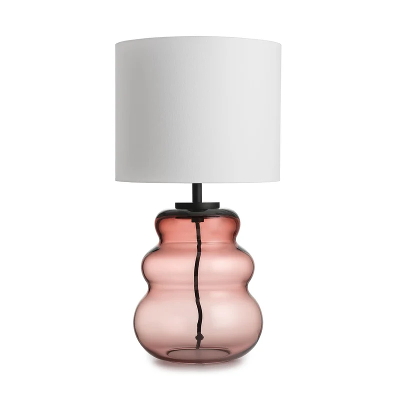 VIGRA - Lampe à poser en verre soufflé et textile, style scandinave