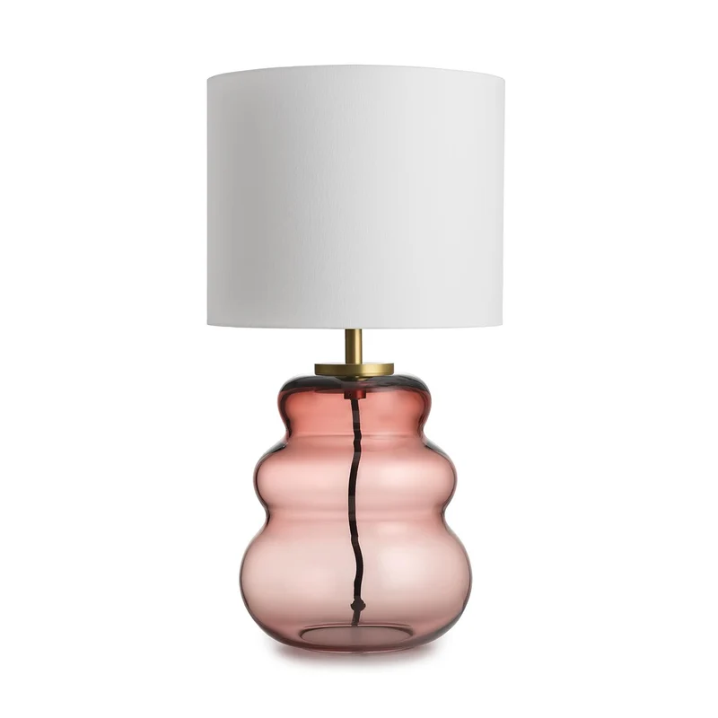 VIGRA - Lampe à poser en verre soufflé et textile, style scandinave