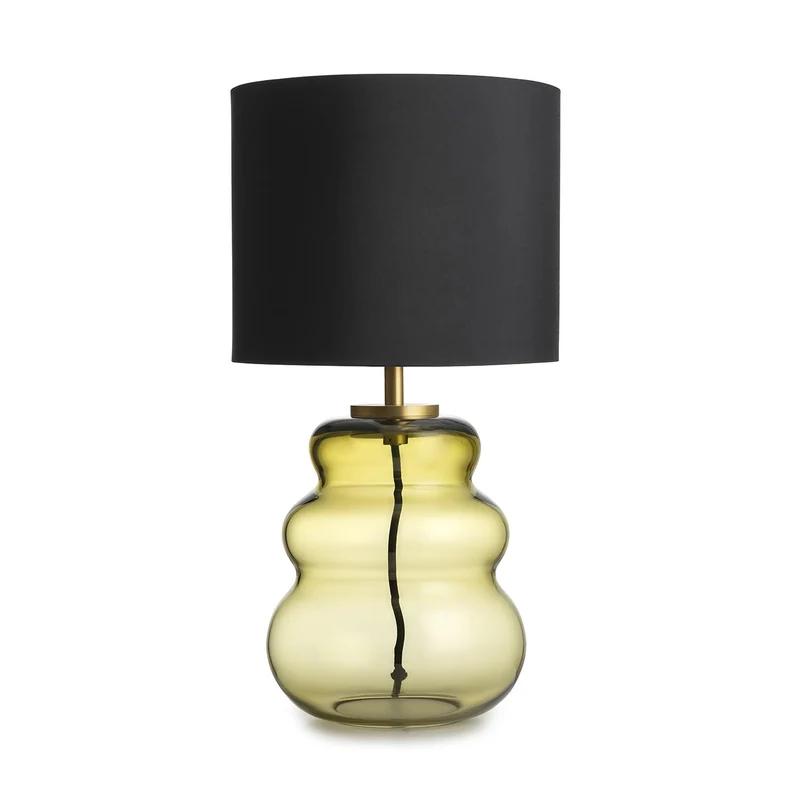 VIGRA - Lampe à poser en verre soufflé et textile, style scandinave