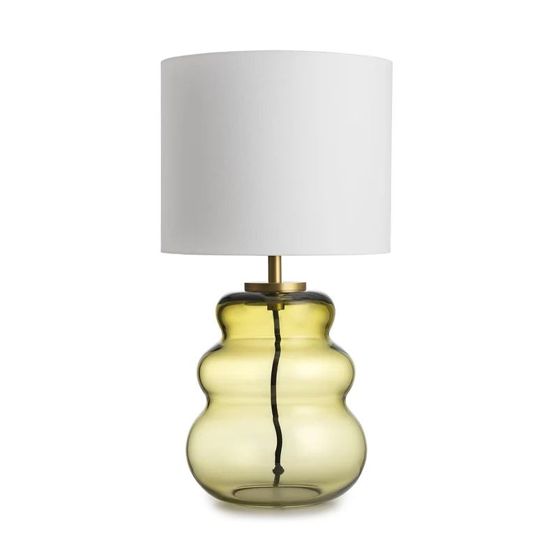 VIGRA - Lampe à poser en verre soufflé et textile, style scandinave