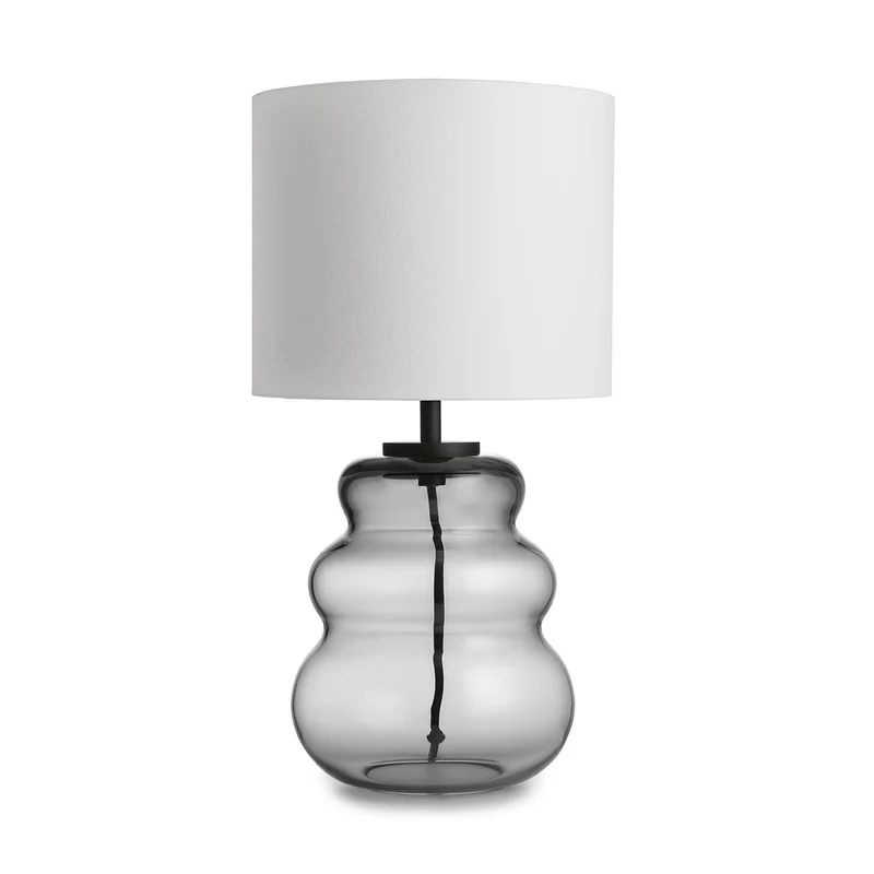 VIGRA - Lampe à poser en verre soufflé et textile, style scandinave