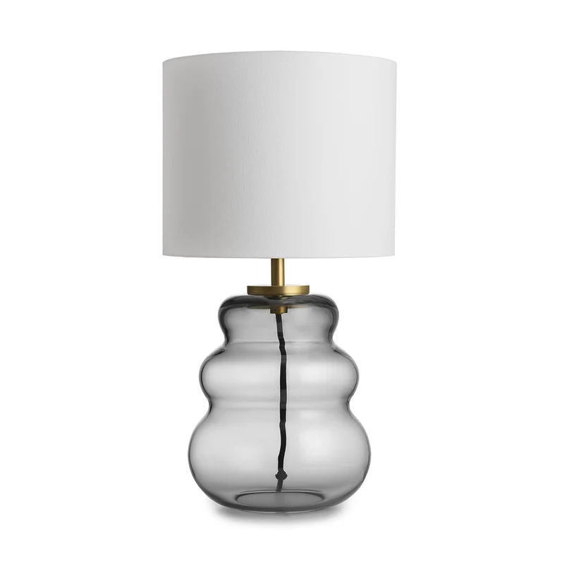 VIGRA - Lampe à poser en verre soufflé et textile, style scandinave