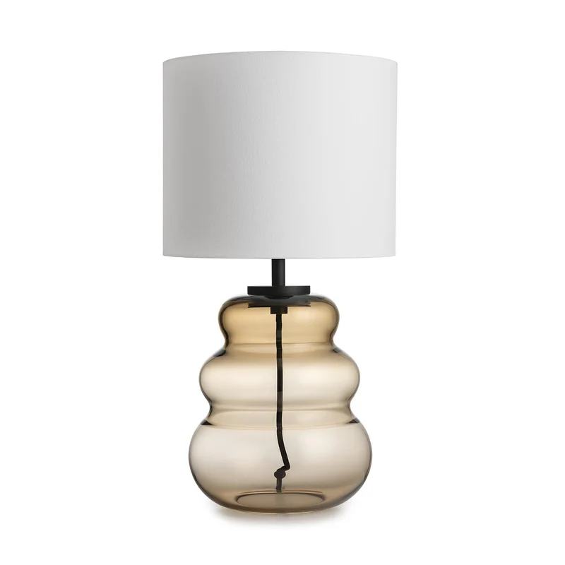 VIGRA - Lampe à poser en verre soufflé et textile, style scandinave