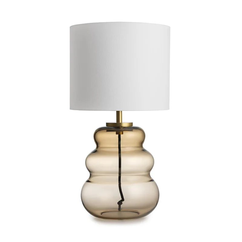 VIGRA - Lampe à poser en verre soufflé et textile, style scandinave