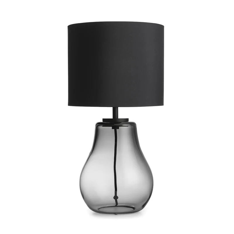 HITRA - Lampe à poser en verre soufflé et textile, style scandinave