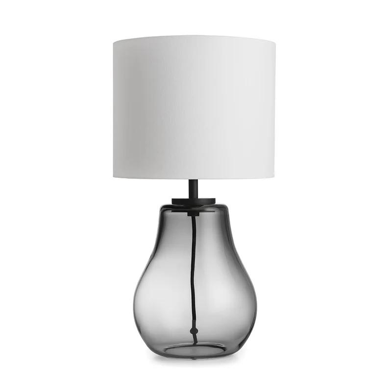 HITRA - Lampe à poser en verre soufflé et textile, style scandinave