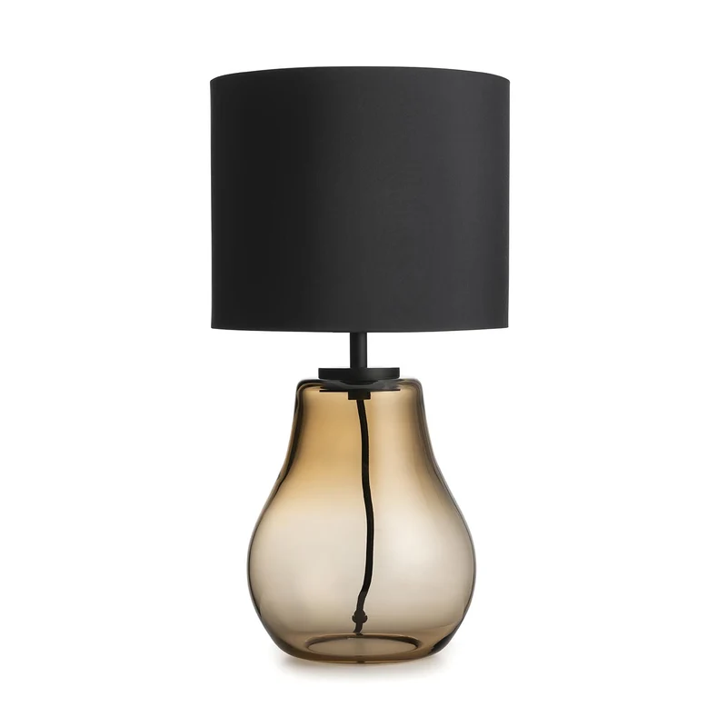 HITRA - Lampe à poser en verre soufflé et textile, style scandinave