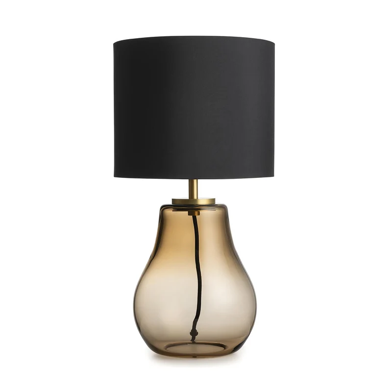 HITRA - Lampe à poser en verre soufflé et textile, style scandinave