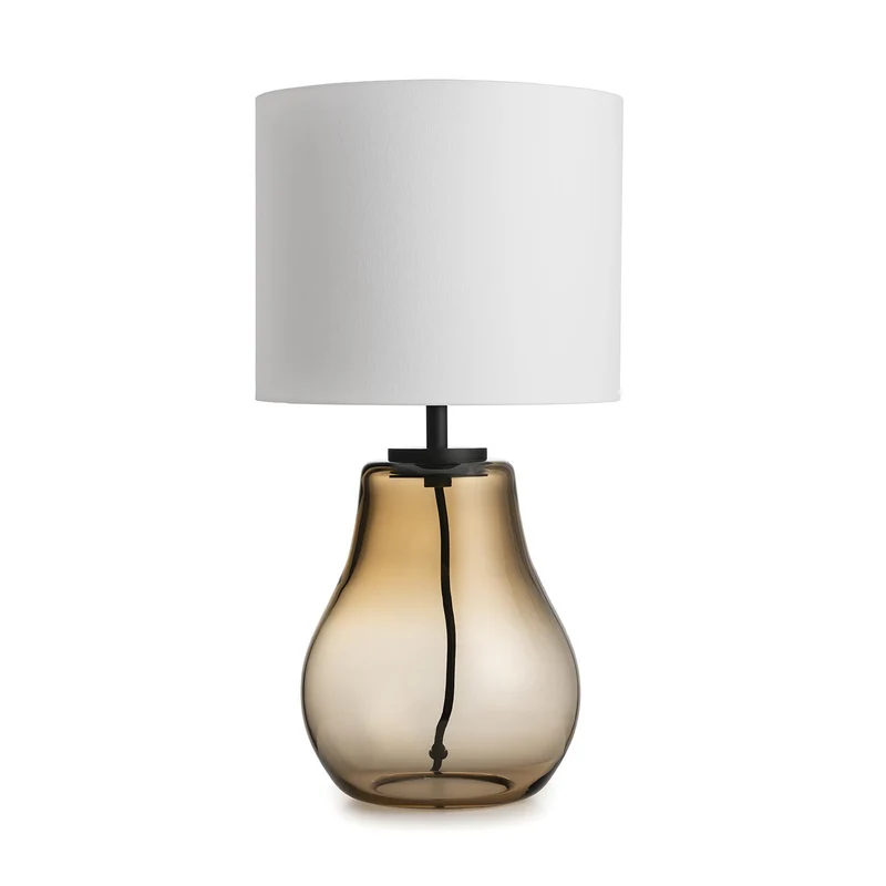 HITRA - Lampe à poser en verre soufflé et textile, style scandinave