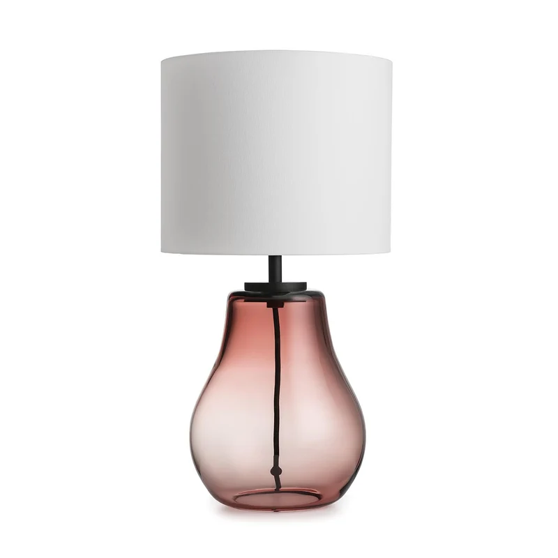 HITRA - Lampe à poser en verre soufflé et textile, style scandinave