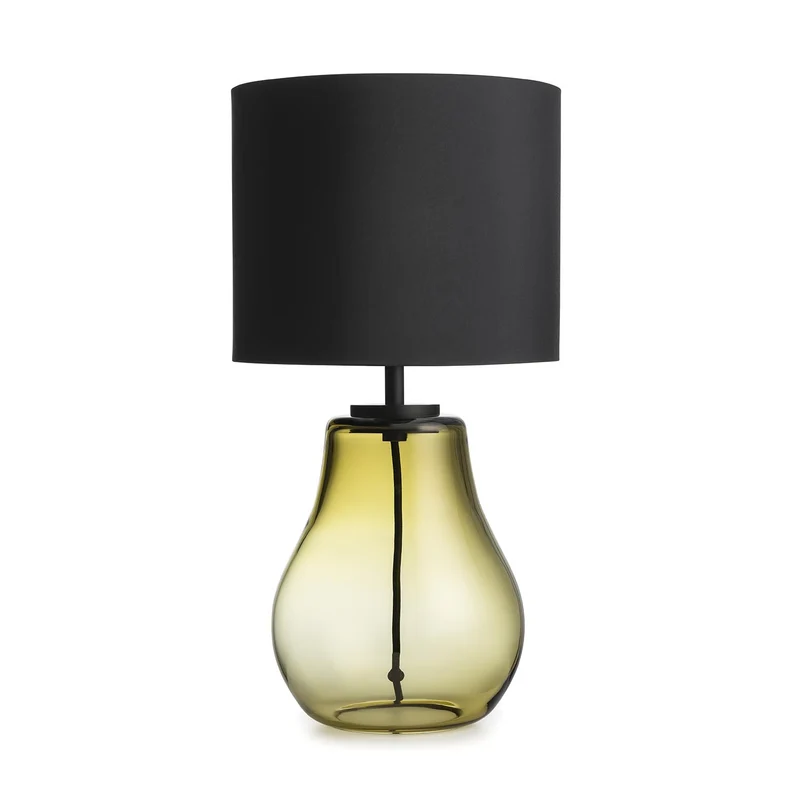 HITRA - Lampe à poser en verre soufflé et textile, style scandinave