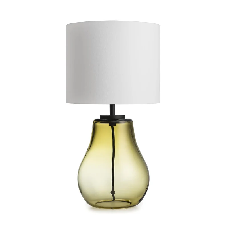 HITRA - Lampe à poser en verre soufflé et textile, style scandinave