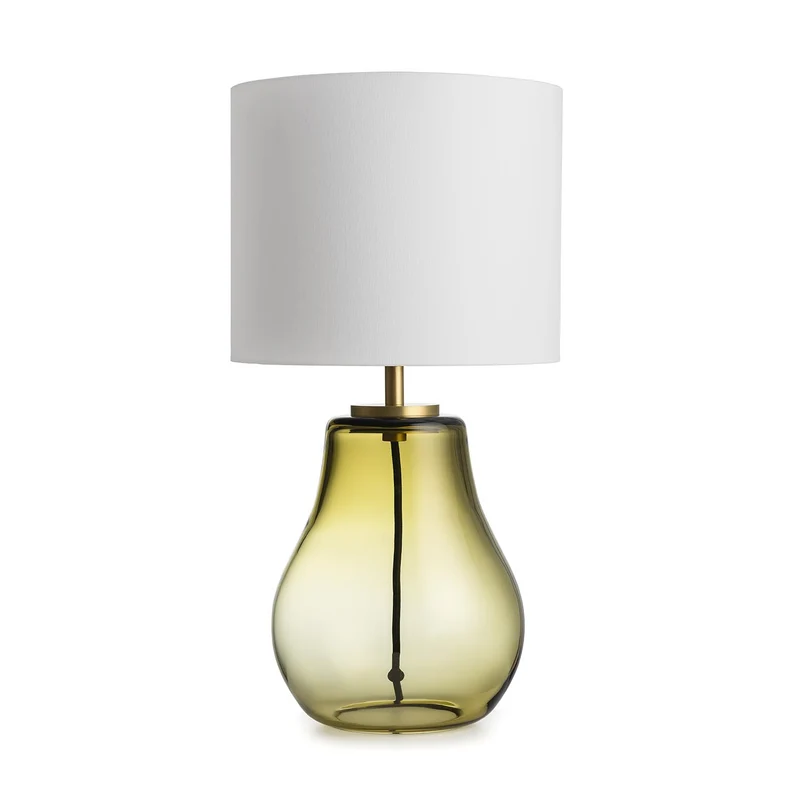 HITRA - Lampe à poser en verre soufflé et textile, style scandinave