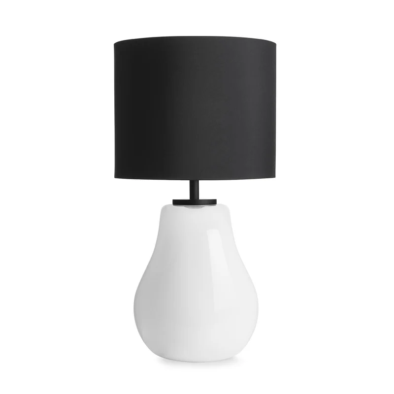 HITRA - Lampe à poser en verre soufflé et textile, style scandinave