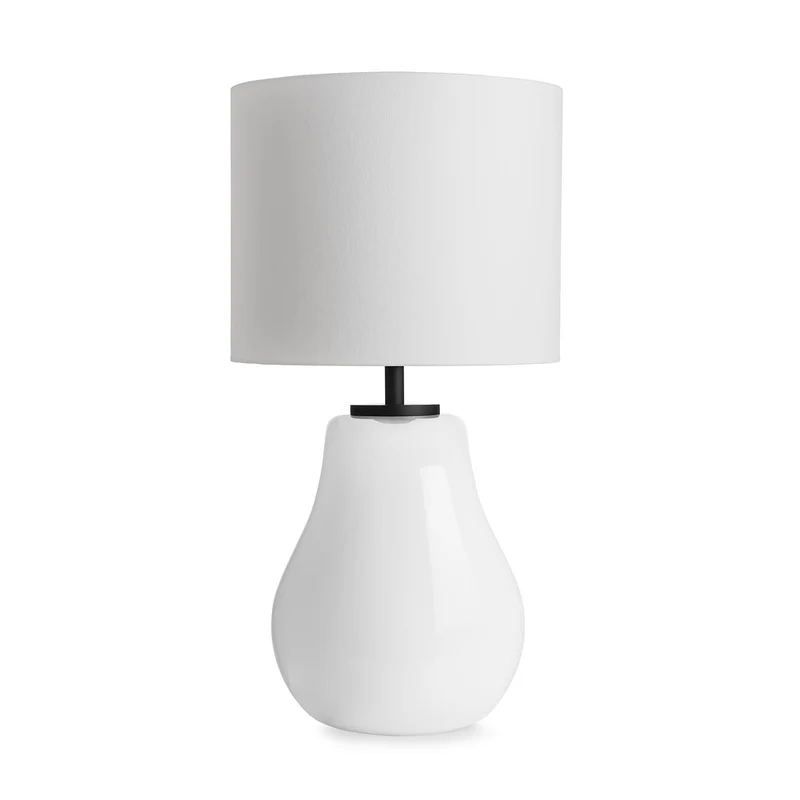 HITRA - Lampe à poser en verre soufflé et textile, style scandinave