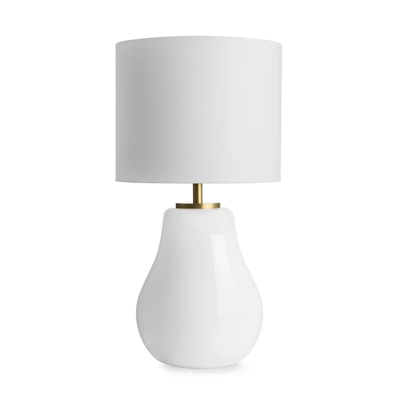 HITRA - Lampe à poser en verre soufflé et textile, style scandinave
