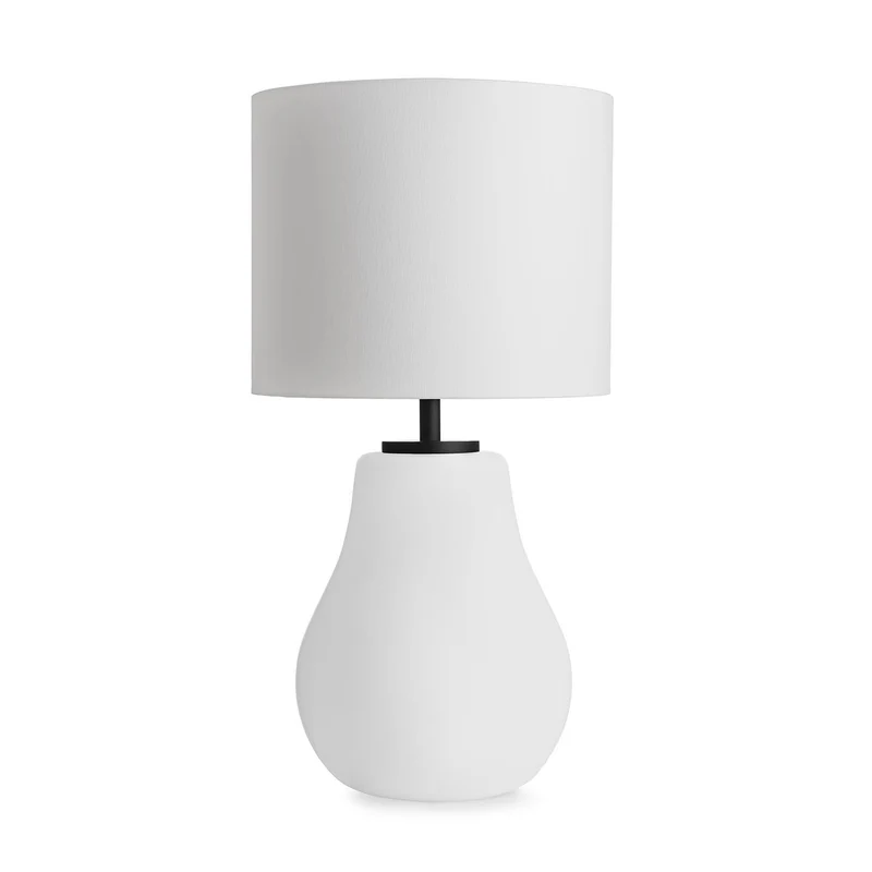HITRA - Lampe à poser en verre soufflé et textile, style scandinave