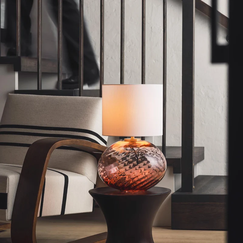 FREI - Lampe à poser en verre soufflé et textile, style scandinave