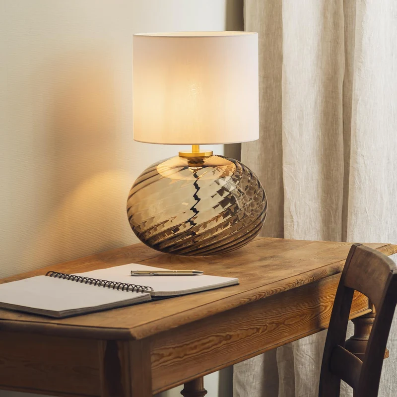 FREI - Lampe à poser en verre soufflé et textile, style scandinave