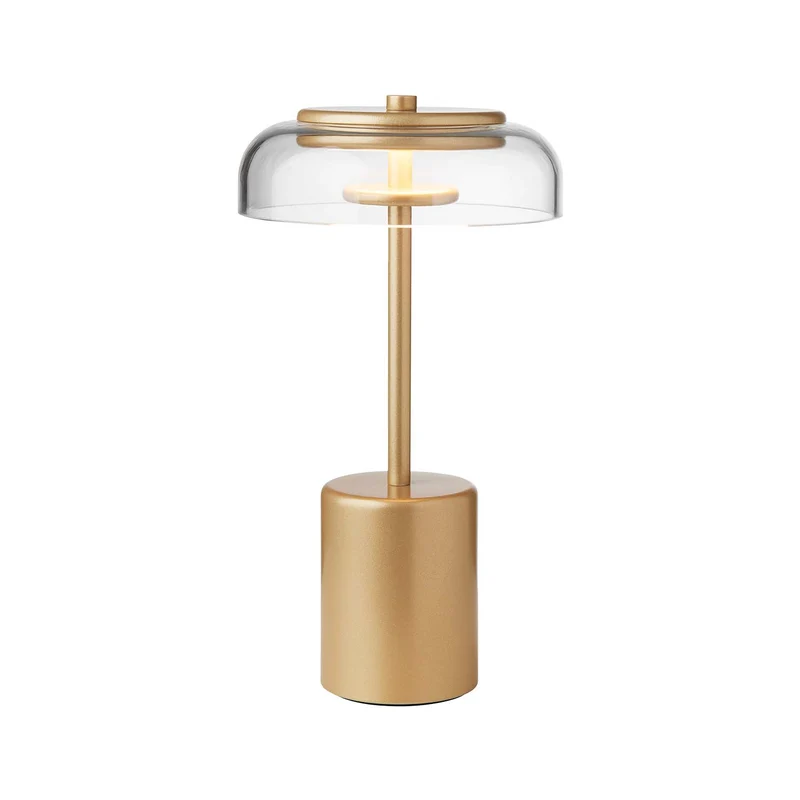 BLOSSI - Lampe à poser portable rechargeable en verre soufflé et acier, style Art déco