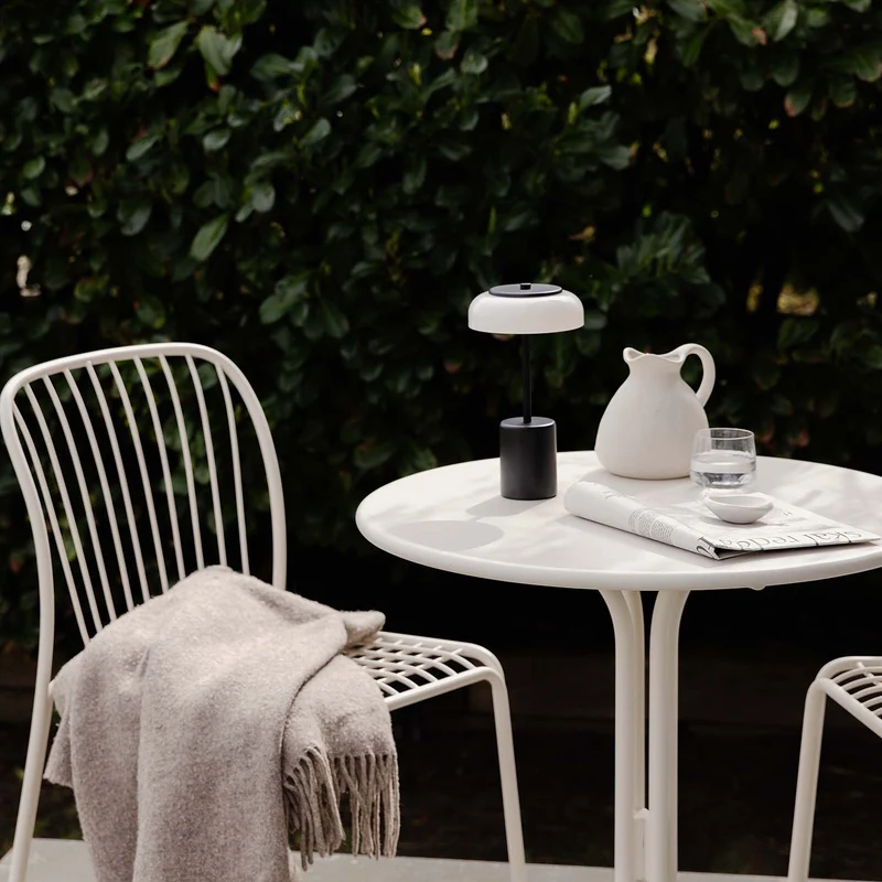 BLOSSI - Lampe à poser portable rechargeable en verre soufflé et acier, style Art déco